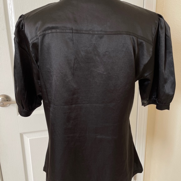 Black Button Down Blouse with Beautiful Bow - Picture 11 of 14